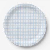 Preppy Waterverf Blue Gingham Papieren Bordje (Voorkant)