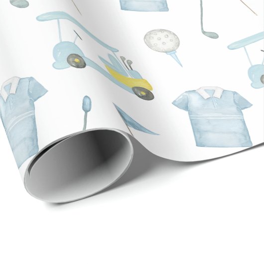 Preppy Waterverf Blue Golf Polo Shirt Cadeaupapier (Rol Hoek)