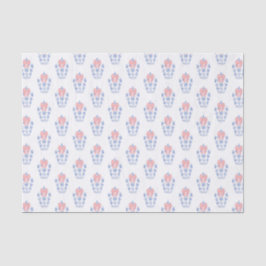 Preppy Waterverf Blue White China Vase Pink Bow Tissuepapier