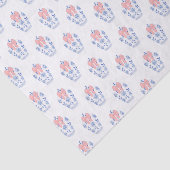 Preppy Waterverf Blue White China Vase Pink Bow Tissuepapier (Detail)