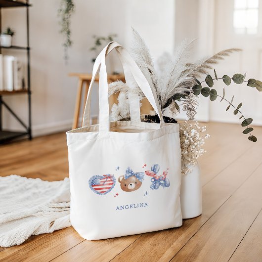 Preppy Waterverf Bogen 4 juli Monogram Tote Bag