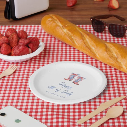 Preppy Waterverf Bogen 4 juli Papieren Bordje (Picknick)