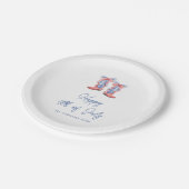 Preppy Waterverf Bogen 4 juli Papieren Bordje (Gekanteld)