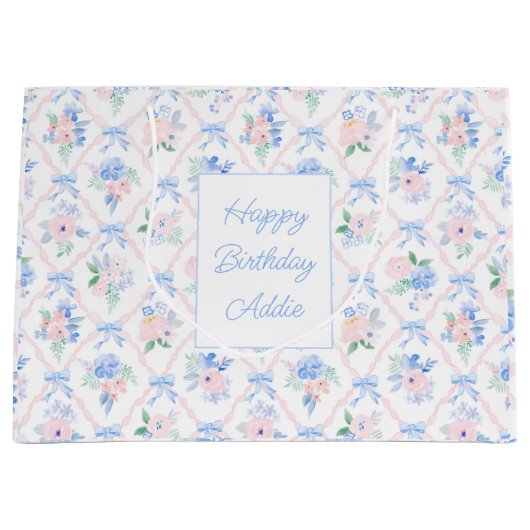 Preppy Waterverf Bogen en Floral  Groot Cadeauzakje (Voorkant)