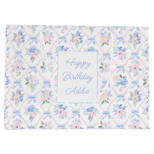 Preppy Waterverf Bogen en Floral  Groot Cadeauzakje (Achterkant)