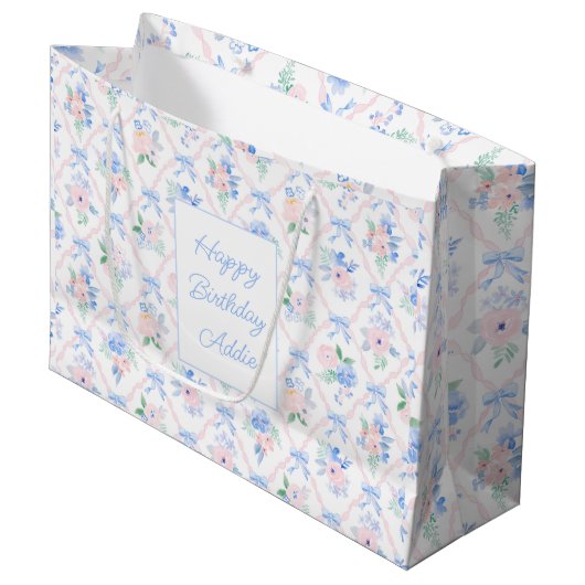 Preppy Waterverf Bogen en Floral  Groot Cadeauzakje (Voorkant Gekanteld)