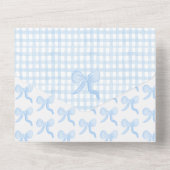 Preppy Waterverf Bogen Gingham Aangepaste Foto All In One Uitnodiging (Achterkant)