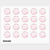 Preppy Waterverf Bow Roze Coquette Meisje Verjaard Ronde Sticker (Vel)