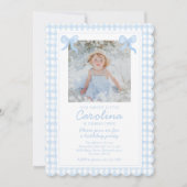 Preppy Waterverf Bows Gingham Aangepaste Foto Kaart (Voorkant)