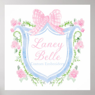 Preppy Waterverf Bows Logo Digitaal downloaden Poster