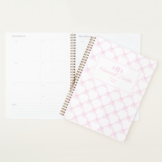 Preppy Waterverf Bows Trellis Monogram Planner (Display)