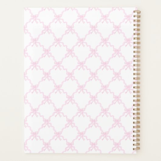 Preppy Waterverf Bows Trellis Monogram Planner (Achterkant)