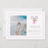 Preppy Waterverf Candy Canes Wavy Lijst Feestdagenkaart (Voorkant)