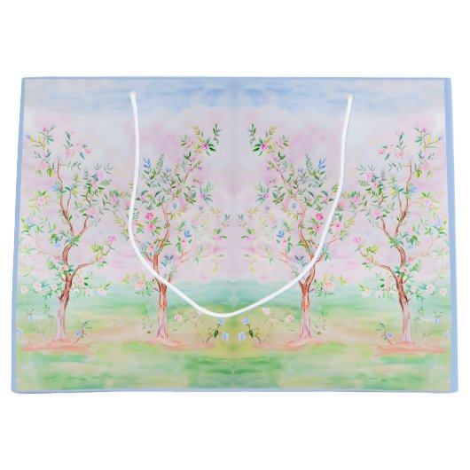 Preppy Waterverf  Chinoiserie Blauw Groot Cadeauzakje (Voorkant)