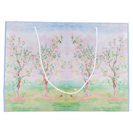 Preppy Waterverf  Chinoiserie Blauw Groot Cadeauzakje (Achterkant)