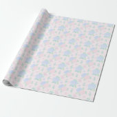Preppy Waterverf Floral Gingham Verjaardag Cadeaupapier (Uitgerold)