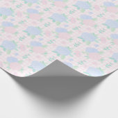 Preppy Waterverf Floral Gingham Verjaardag Cadeaupapier (Hoek)