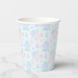 Preppy Waterverf Floral Gingham Verjaardag Papieren Bekers
