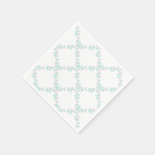 Preppy Waterverf Floral Gingham Verjaardag Servet (Hoek)