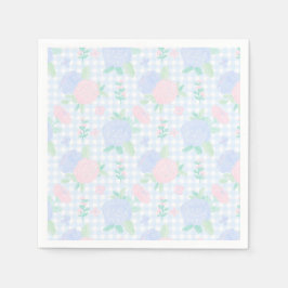Preppy Waterverf Floral Gingham Verjaardag Servet