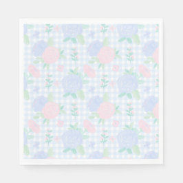 Preppy Waterverf Floral Gingham Verjaardag Servet