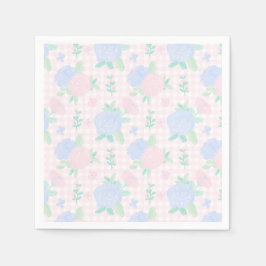 Preppy Waterverf Floral Gingham Verjaardag Servet