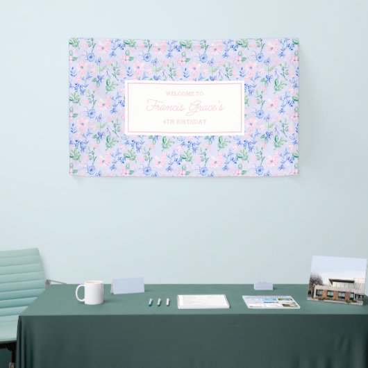Preppy Waterverf Flowers bewerkbaar Spandoek (Beurs)