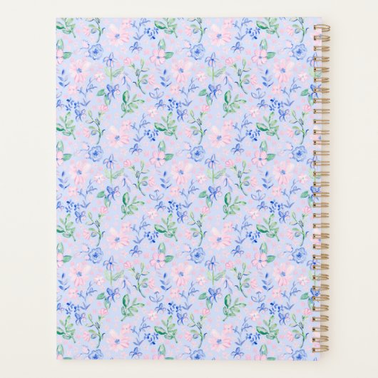 Preppy Waterverf Flowers Monogram Planner (Achterkant)