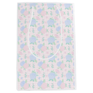 Preppy waterverf gingham floral medium cadeauzakje