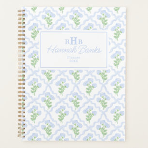Preppy Waterverf Monogram Hydrangea Bows Planner