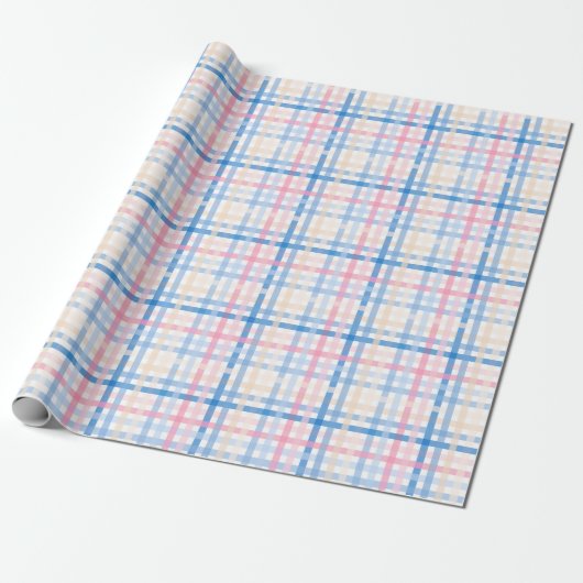 Preppy Waterverf Pastel gingham plaid Party Cadeaupapier (Uitgerold)