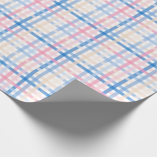 Preppy Waterverf Pastel gingham plaid Party Cadeaupapier (Hoek)