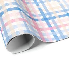 Preppy Waterverf Pastel gingham plaid Party Cadeaupapier