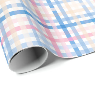 Preppy Waterverf Pastel gingham plaid Party Cadeaupapier