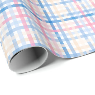 Preppy Waterverf Pastel gingham plaid Party Cadeaupapier