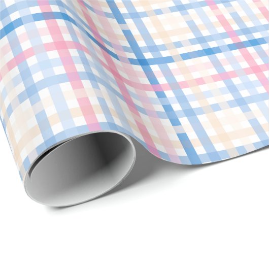 Preppy Waterverf Pastel gingham plaid Party Cadeaupapier (Rol Hoek)