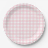 Preppy Waterverf Pink Gingham Plaid Papieren Bordje (Voorkant)