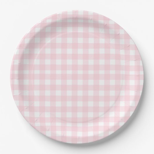 Preppy Waterverf Pink Gingham Plaid Papieren Bordje (Voorkant)