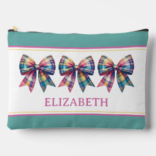 Preppy Waterverf Plaid Bow gepersonaliseerd Etui
