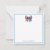 Preppy Waterverf Plaid Bow gepersonaliseerd Notitiekaartje (Voorkant)