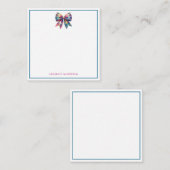 Preppy Waterverf Plaid Bow gepersonaliseerd Notitiekaartje (Voorkant / Achterkant)