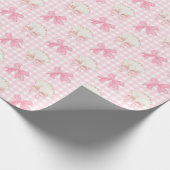 Preppy Waterverf zeeschelpen op Pink Gingham Cadeaupapier (Hoek)