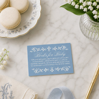 Preppy Wedgewood Blau Baby Shower Boeken voor Baby Informatiekaartje