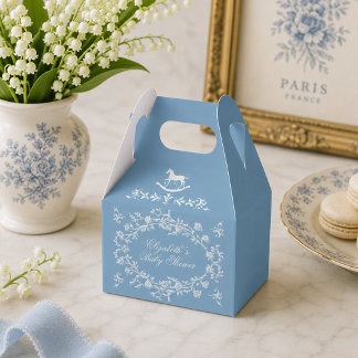 Preppy Wedgewood Blauwe Schommelende Paard Baby Sh Bedankdoosjes
