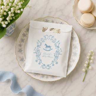 Preppy Wedgewood Blauwe Schommelende Paard Baby Sh Bedankzakje