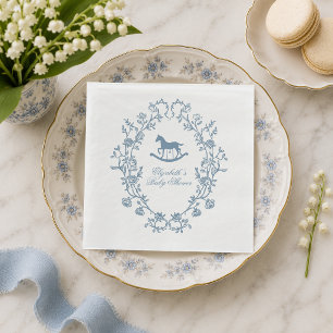 Preppy Wedgewood Blauwe Schommelende Paard Baby Sh Servet