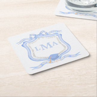 Preppy Wedgewood monogram Afstuderen Kartonnen Onderzetters