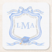 Preppy Wedgewood monogram Afstuderen Kartonnen Onderzetters (Voorkant)