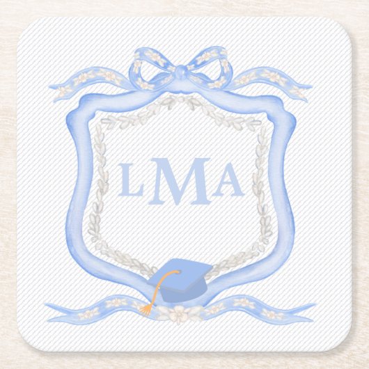 Preppy Wedgewood monogram Afstuderen Kartonnen Onderzetters (Voorkant)