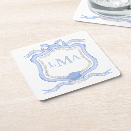 Preppy Wedgewood monogram Afstuderen Kartonnen Onderzetters (Schuin)